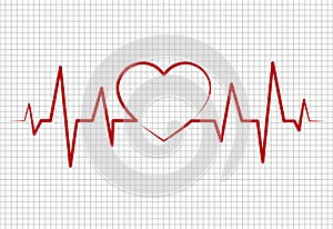 Heart beats, cardiogram.Pulse of life line forming heart shape. Medical design.Healthcaremedical background with cardiogram.vector