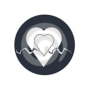 Heart beats lifeline in a heart icon vector sign and symbol isolated on white background, Heart beats lifeline in a heart logo