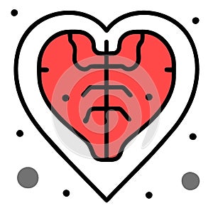 Heart with blood cell icon, outline style illustration, editable stroke