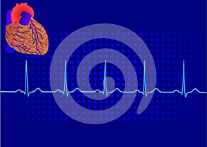 Heart& blue electrocardiogram 3