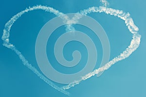 A heart in the blue sky from planes