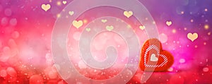 Heart and bokeh. Valentines day background with hearts