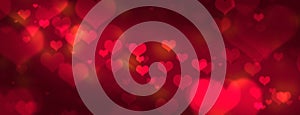 Heart and bokeh. Valentines day background with hearts