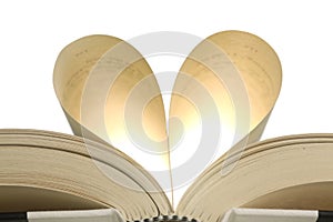 Heart in book pages