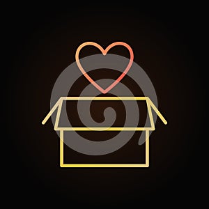 Heart with box vector colored donation outline icon