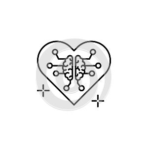 Heart brain chip icon. Element of brain concept