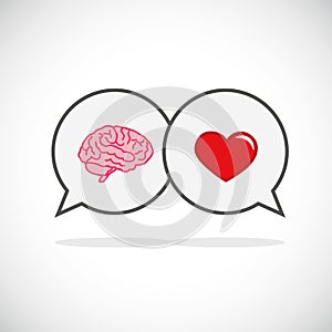 Heart and brain concept conflict between emotions and rational thinking photo