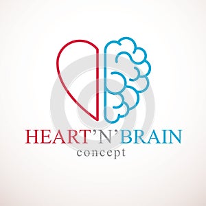Heart and Brain concept, conflict between emotions and rational photo