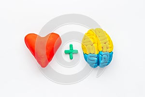 Heart and brain connection. Emotional intelligence concept.