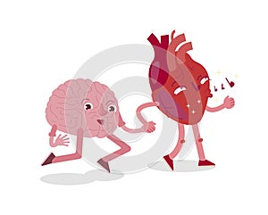 Heart-brain connection image. Heart care cardiology sign.