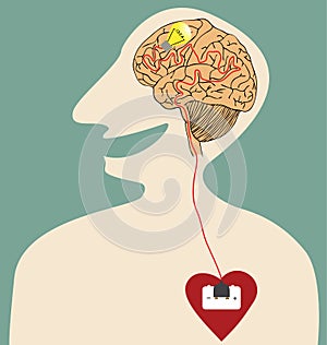 Heart, Brain and Idea connected with power plug
