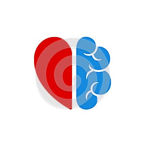 Heart and brain logo. Sense of mind. Feeling and benefit symbol.