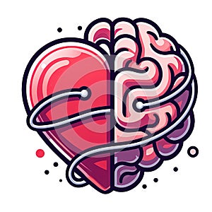 Heart and Brain Unity Concept Illustration