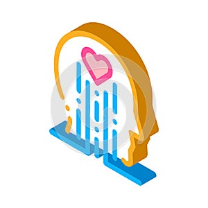 Heart and brain work isometric icon vector illustration