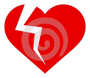 Heart Break Raster Icon Flat Illustration