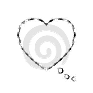 Heart bubble. In love couple. Text comic speech balloon. Black box isolated on background. Pop art halftone. Vector illustration