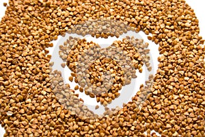 Heart on buckwheat groats