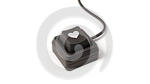 Heart button of single key computer keyboard, 3D illustration