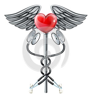 Heart Caduceus Stethoscope Medical Icon Concept