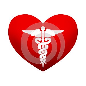 Heart with Caduceus symbol