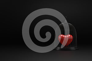 Heart in the cage. 3D rendering