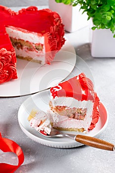Heart cake for St. Valentine`s Day, Mother`s Day, or Birthday