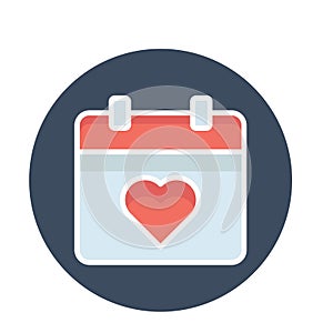 Heart calendar Vector icon which can easily modify or edit