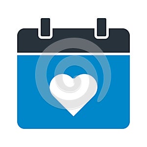 Heart calendar Vector icon which can easily modify or edit