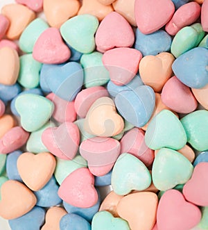 Heart Candy. A pile of colorful heart candies for Valentine`s day