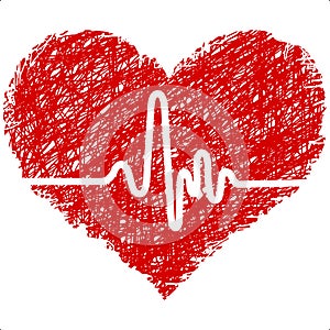 Heart with cardiogram