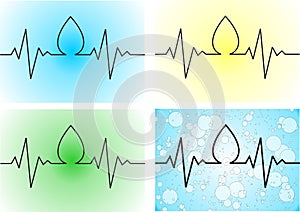 Heart cardiogram with drop on it