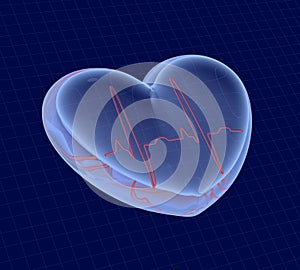 Heart and cardiogram line
