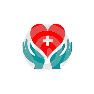 Heart care cardiac logo icon vector illustration