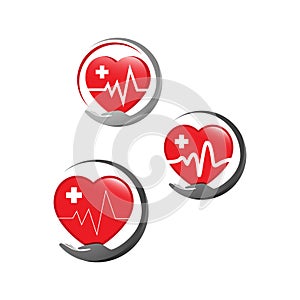 heart care logo design vector healthcare medical sign symbol