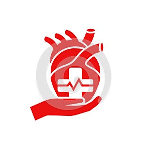 Heart care medical flat icon