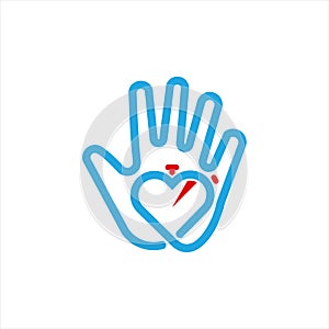 Heart care sport logo design template
