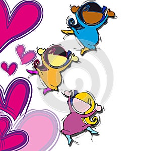 Heart, Cartoon for Baby Girl Children Diversity