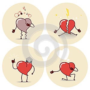 Heart cartoon icon. Heart attack, a declaration of love, education, a broken heart. Vector