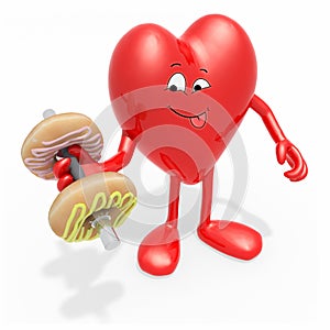 Heart cartoon training with donuts instead weight