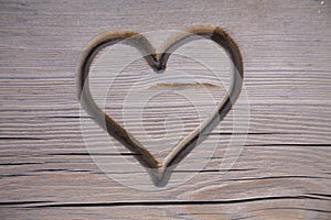 Heart carved in bench