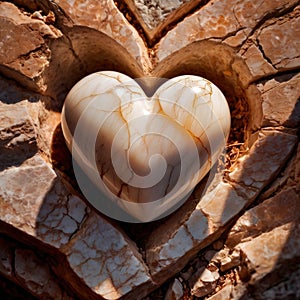 Heart carved from stone, hard and cold photo