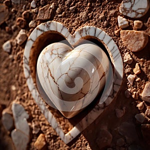 Heart carved from stone, hard and cold photo