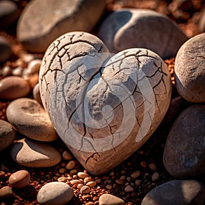 Heart carved from stone, hard and cold photo