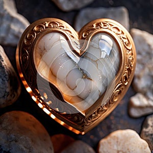 Heart carved from stone, hard and cold photo