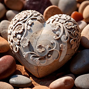Heart carved from stone, hard and cold photo