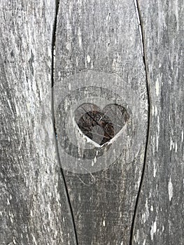 Heart carved in wood