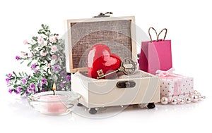 Heart in casket gift on holiday valentines day