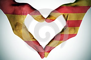 Heart with the Catalan and the Spanish flags