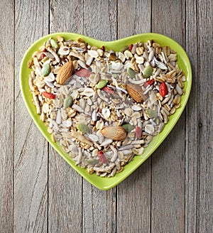 Heart Cereal Fruit Granola Muesli Bowl