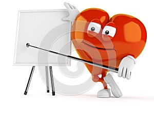 Heart character with blank whiteboard